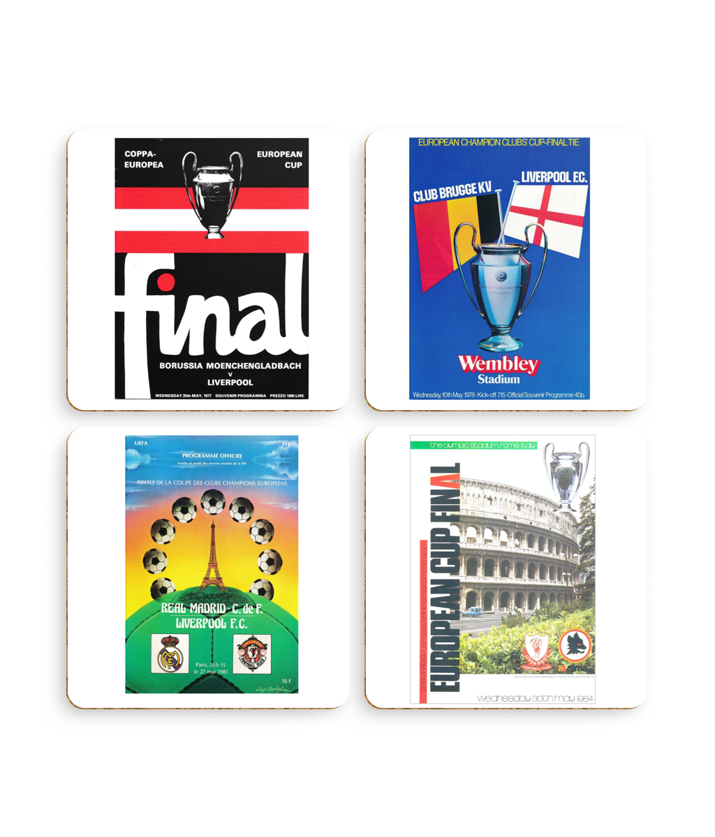 Football Programmes 'Liverpool European Cup Final individuals' Coasters