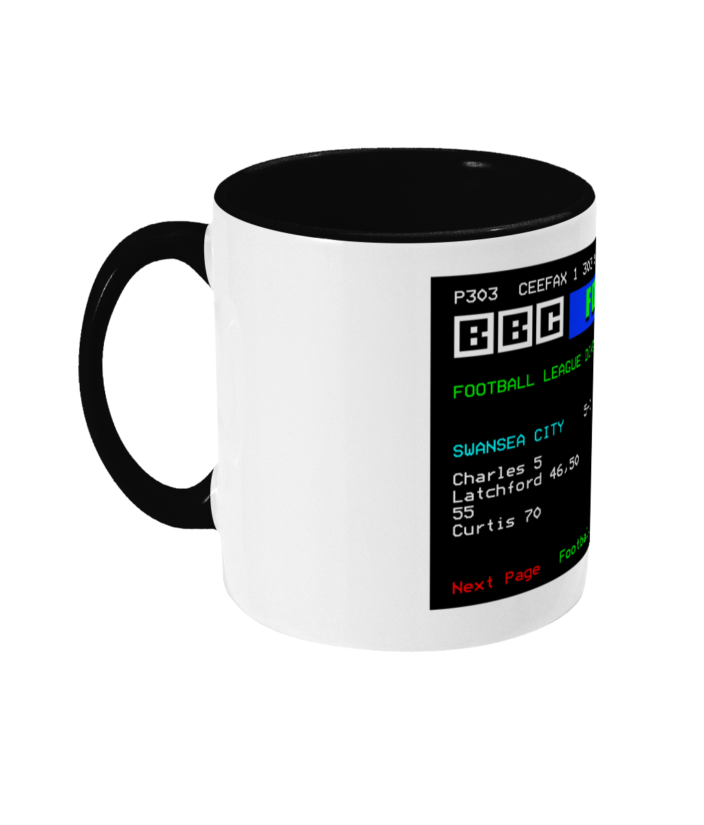 Football Teletext 'SWANSEA v Leeds 1981' Mug