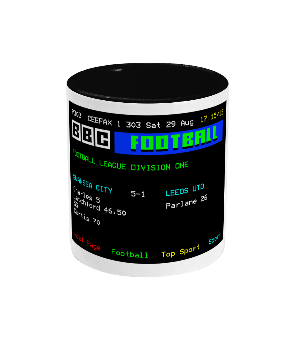 Football Teletext 'SWANSEA v Leeds 1981' Mug