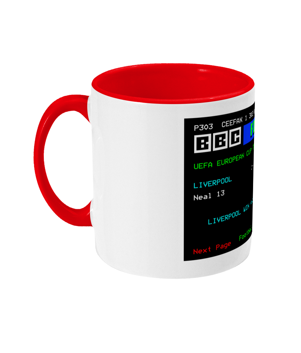 Football Teletext 'LIVERPOOL v AS Roma 1984' Mug